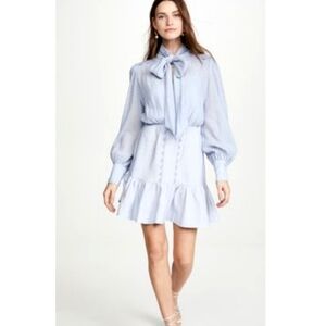 Keepsake the Label Dress‎ Light Blue Long Sleeve Bow Neck